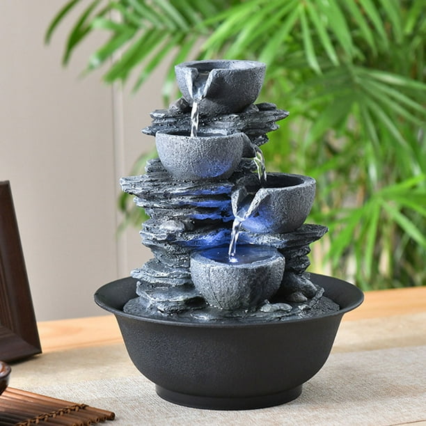 Fuente de agua de decorativa, fuente de agua que fluye, cascada Shui, decoración para hogar rejante, manualidades, regalos artísticos perfecl Fuente de mesa