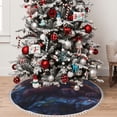 thumbnail image 5 of Rocae Lazy Stone Bear for Christmas Tree Skirt with Pom Pom Trim for Holiday Party for Holiday Home Decor Indoor Outdoor-36", 5 of 7