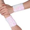 thumbnail image 2 of Alvivi Unisex Sparkle Sequin Oversleeves Shiny Sequin Arm Sleeves Elbow Cuffs Rave Dance Costume White One Size, 2 of 5
