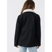 NEW Hang Ten Women's Utility Fleece lined Jacket Plush Collar Black Size L
