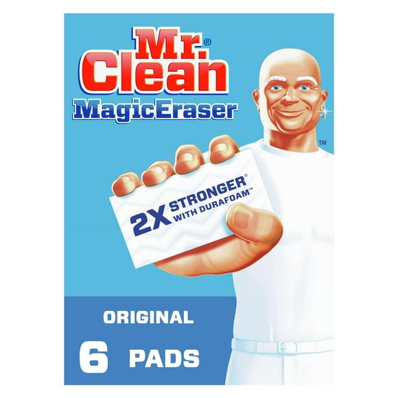 Lot de 2 Mr Clean Éponges Magiques Originales, Nettoyant pour Salle de Bain, Douche et Four, Tampons de Nettoyage avec Durafoam, 6 Unités