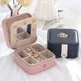 thumbnail image 2 of Jewelry Box Earring Organizer with Large Mirror, Portable Magnetic Button Travel Jewelry Earrings Rings Storage Box with Mirror, 2 of 8