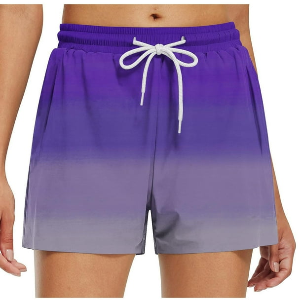 Pantalones Cortos Largos para las Mujeres, Pantalones Cortos Casuales Impresos de Cintura Alta No Estirable Hechos de Poliéster Transparente Airy para Todo el Uso de Temporada, Pantalones Cortos Casua