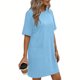 thumbnail image 2 of TaTaai Women's Solid Color Round Neck Short Sleeve Dress with Pockets Casual Fashion Comfortable Stretchy Fabric Midi Dress Soft Breathable for Spring Summer Daily Casual Wear Gift, 2 of 6