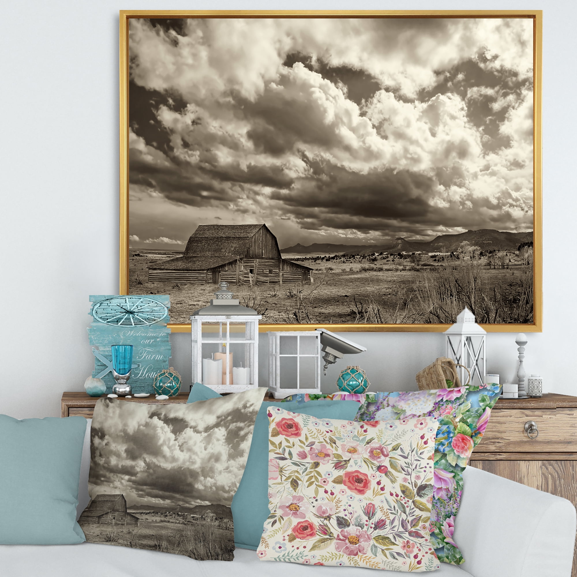 Designart 'Clouds After The Rain On The Prairie' Traditional Framed Canvas Wall Art Print