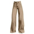 thumbnail image 4 of Audhol High Waisted Jeans for Women High Waist Pull on Baggy Jeans for Women Wide Leg Jeans Woman Streetwear Denim Pant Jeans for Women Beige L, 4 of 5