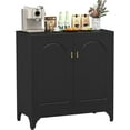thumbnail image 3 of Kitchen Buffet with Storage, Metal Buffet Table with Doors and Adjustable Shelves, 33" Tall Kitchen Sideboard, Modern Coffee Bar Console Cabinet for Living, Dining Room,Black, Assemble Required, 3 of 8