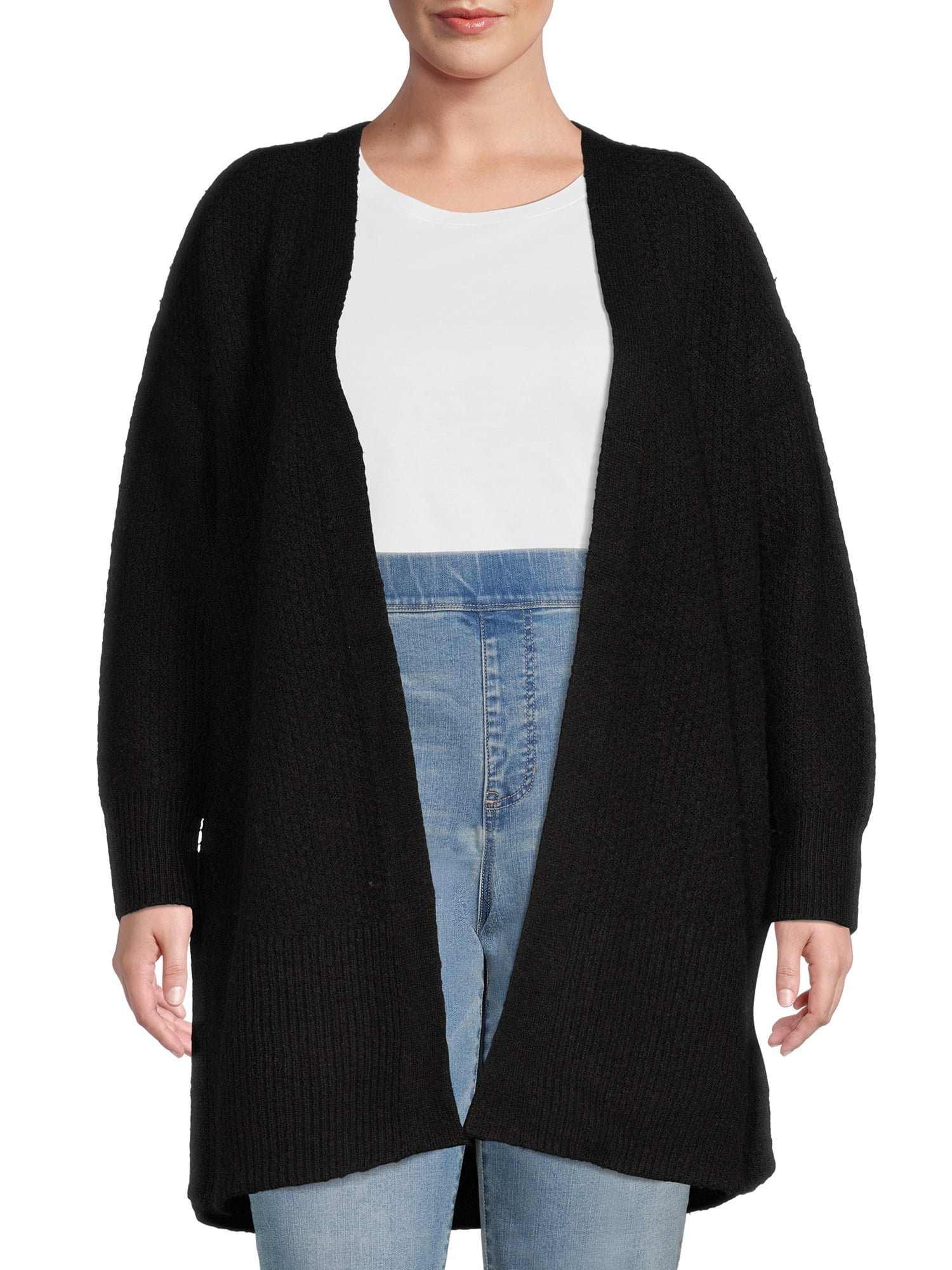 Terra & Sky Women's Plus Size Duster Cardigan Sweater, Midweight
