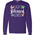 thumbnail image 3 of Inktastic Lucky Blessed and Loved Horseshoe Clover Hearts Long Sleeve T-Shirt, 3 of 5