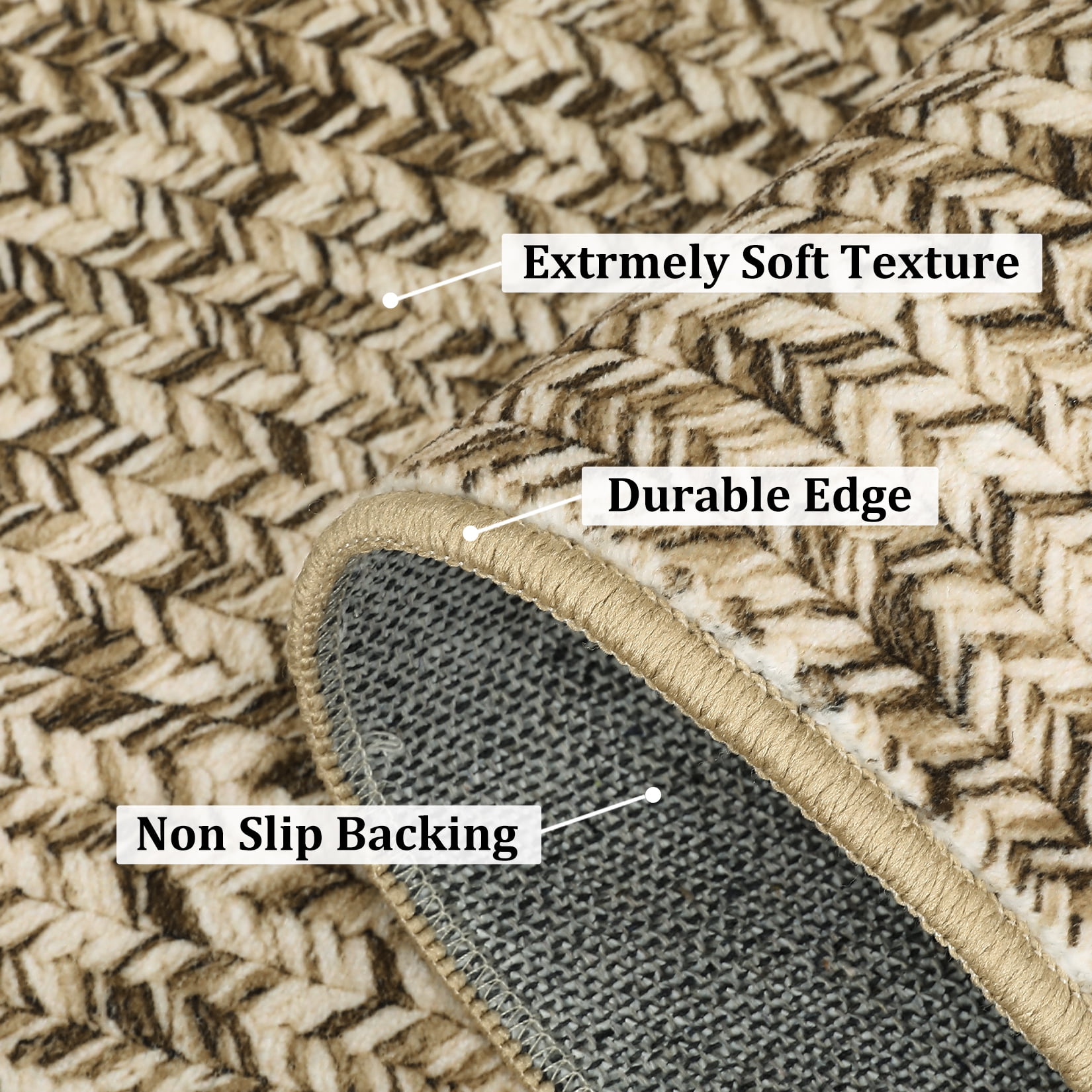 COZONY 2*8ft Washable Runner Rug w/ TPR Backing, Soft Low-Pile Carpet for Kitchen & Bathroom,Beige