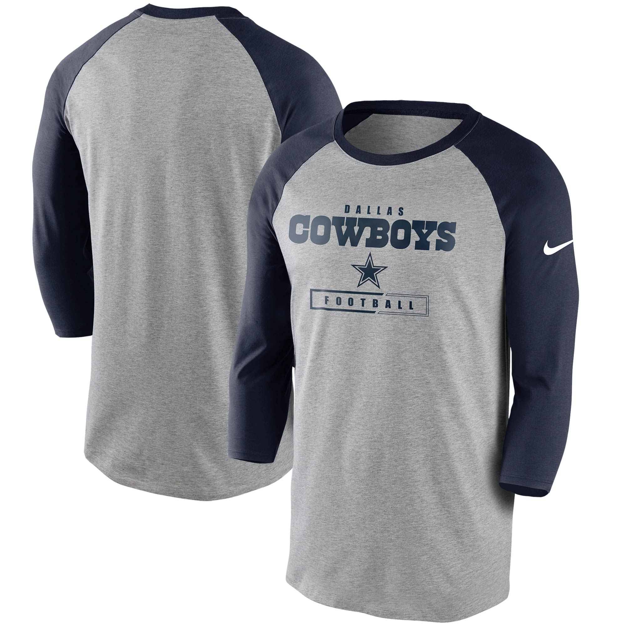 Dallas Cowboys Nike Fan Gear Tri-Blend Wordmark 3/4 Sleeve T-Shirt - Heathered  Gray/Navy - Walmart.com