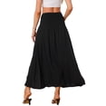 thumbnail image 3 of INSPIRE CHIC Women's Maxi Boho Skirt Summer Flowy Smocked Waist Boho Skirt XS Black, 3 of 6