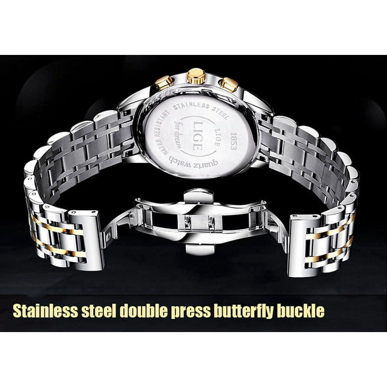 Men s Luxury Full Steel band Quartz Analog Wrist Watch Men Waterproof Business Watch