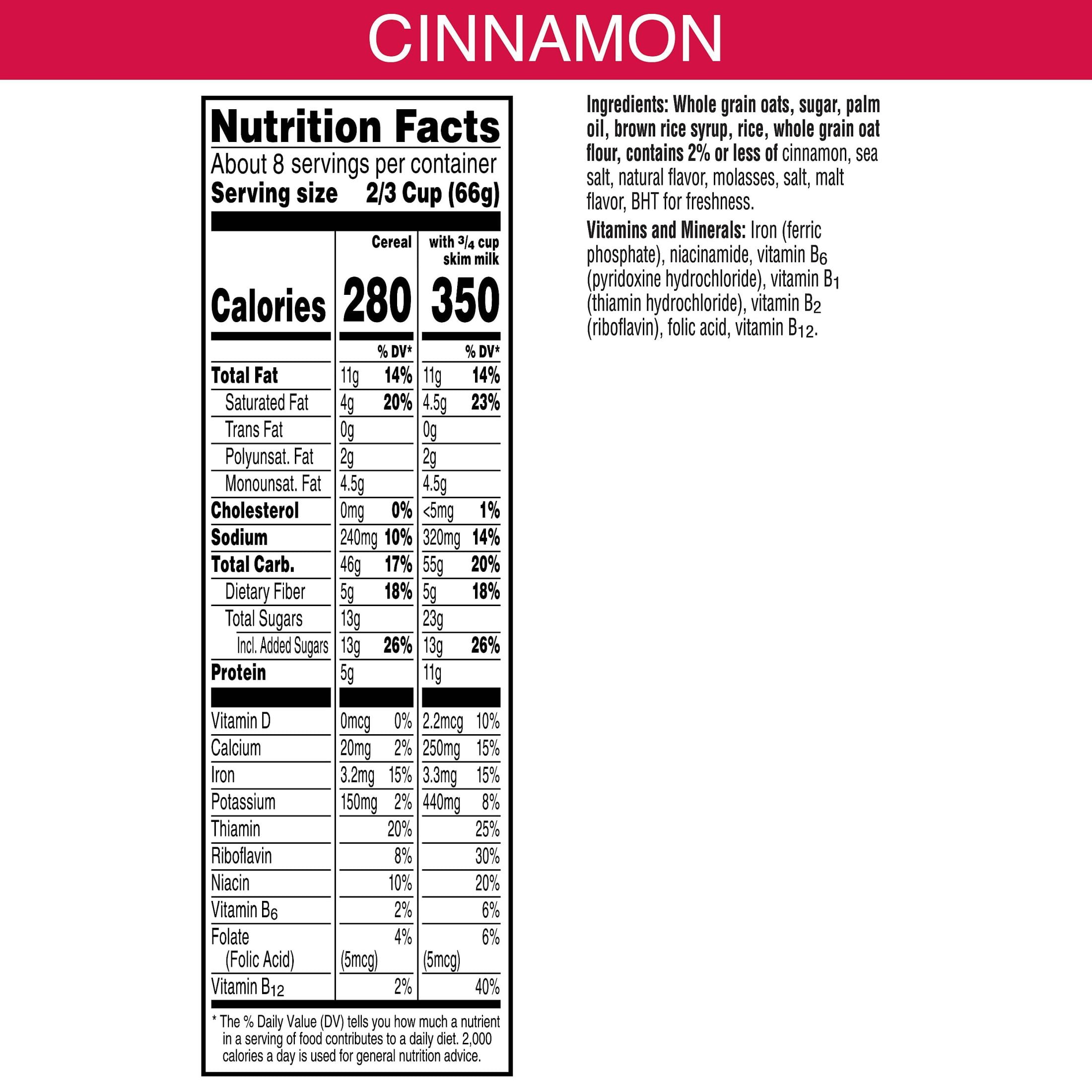 Kellogg's Extra Granola Cereal, Fiber Cereal, Family Breakfast, Cinnamon, 20.6oz Box (1 Box)