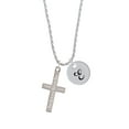 thumbnail image 2 of Delight Jewelry Stainless Steel Proverbs 31:31 - Praise Her Engraved Cross - Silvertone Script Initial Disc - E - Charm Necklace, 20"+3", 2 of 4