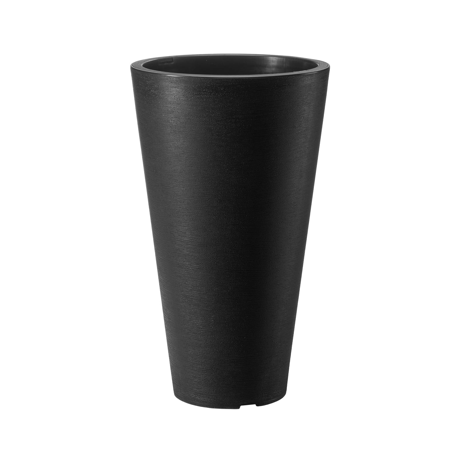 KFFKFF Duo Pack of 24inch Planters for Indoor and Outdoor Use, Black Circular Spacious Plant Containers for Patio or Front Porch, Tall Slender Flower or Tree Pots with Contemporary Styling