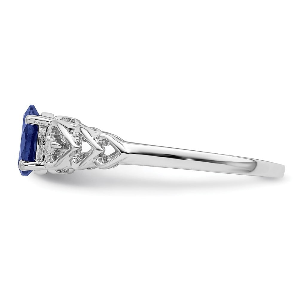 Auriga 925 Sterling Silver Sapphire and Diamond Solitaire Engagement Ring Size 7 for Women