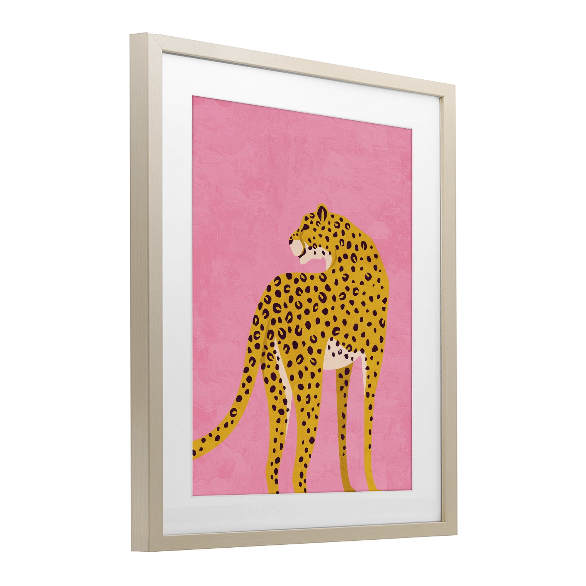 Stupell Industries Leopard on Pink Serenade Birch Framed Print Under Glass, design by Kim Allen