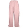 thumbnail image 3 of LYHaoo Casual Pants Lightweight Outdoor Joggers For Comfortable Elastic Waist Everyday Wear Cargo Pants for Girls(Pink), 3 of 5