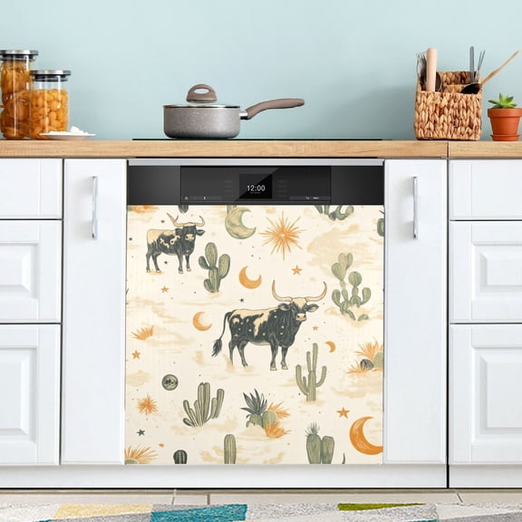Yayeee Magnetic Dishwasher Cover for The Front Decoration Home Kitchen Machine Sticker Protector, Cowboy Pattern
