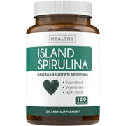 Healths Harmony Island Spirulina Capsules (NON-GMO) 120 Vegetarian Capsules 500mg - Blue Green Algae Superfood from Spirulina Powder Gluten Free & Non-irradiated - No Tablets