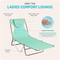 thumbnail image 5 of Ostrich The Ladies Comfort Lounger, Foldable Beach Pool Tanning Chair, Teal, 5 of 13