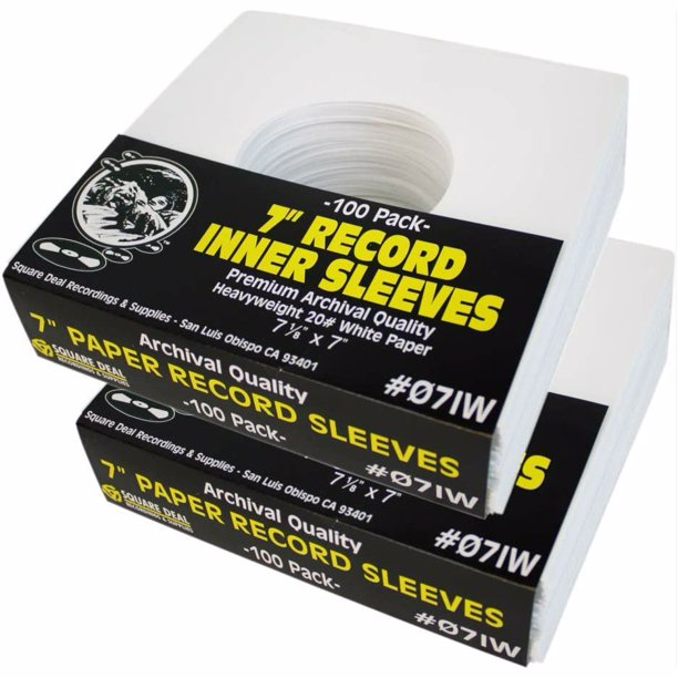 (200) Archival Quality AcidFree Heavyweight Paper Inner Sleeves for 7
