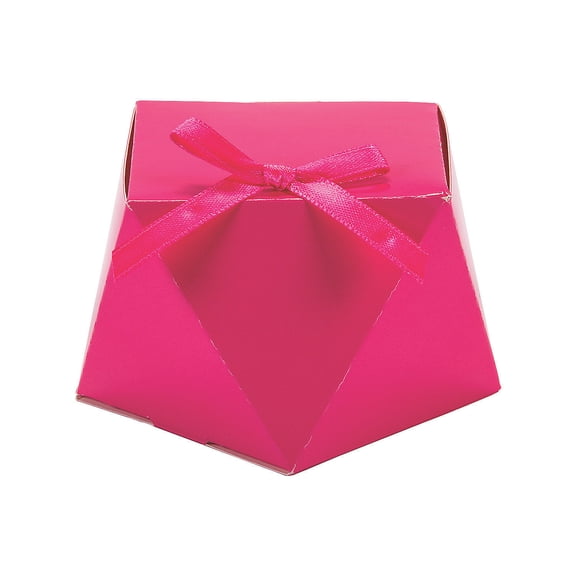 Pink Geometric Favor Box W/Bow - Party Supplies - 12 Pieces