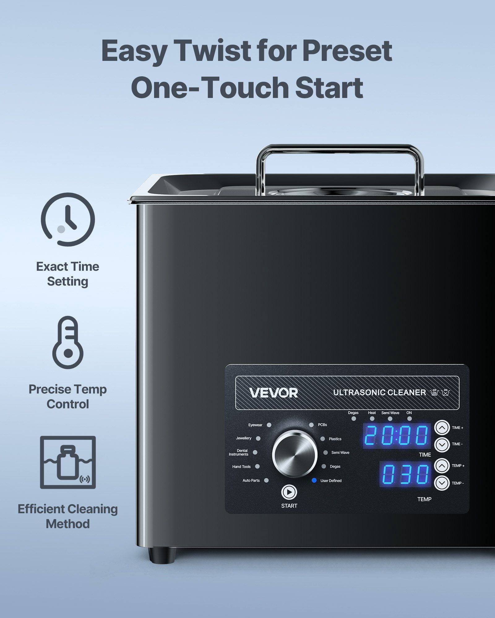10L Professional Ultrasonic Cleaner Machine with Knob Control Stainless Steel Cleaning Machine with Basket and Cleaning Ball for Watches Razors Jewelry Coins and More