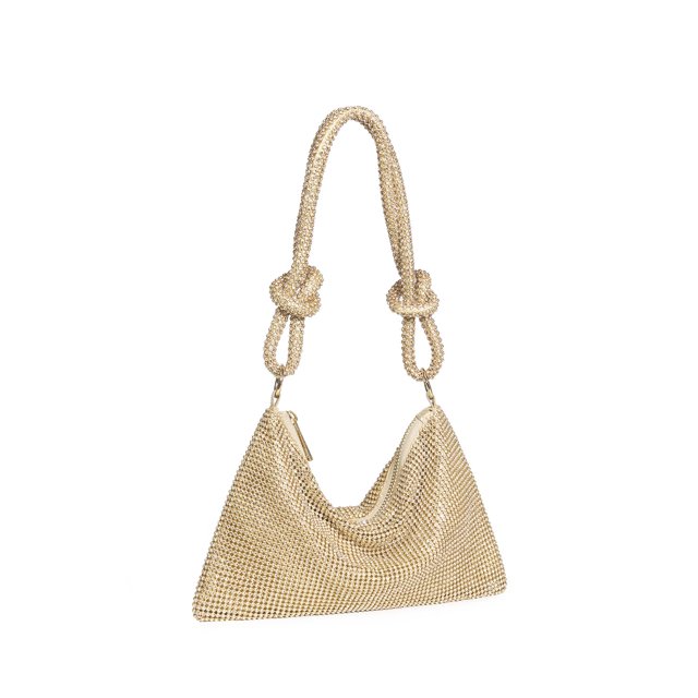 Bolso de noche YUWITA con diamantes de imitación para mujer (dorado)
