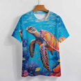 thumbnail image 3 of Nautical Green Sea Turtles Women's Short Sleeve Tops Casual Blouses T Shirt, 3 of 6