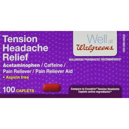 Tension Headache Pain Reliever Coated Caplets, 100 ea, Walgreens By