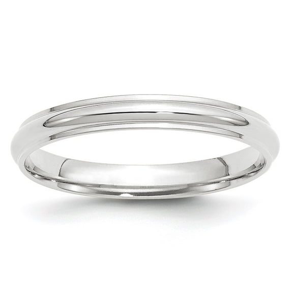 14k White Gold 3mm Half Round with Edge Wedding Band Size 12 WHRE030