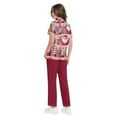 thumbnail image 6 of Wutalume Women's Holiday Print Medical Uniform Set, Short Sleeve V-Neck Top with Pockets and Pants, Nurse Scrub Outfit,Red XL, 6 of 6