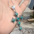 thumbnail image 2 of Green Onyx Gemstone 925 sterling silver Religious Pendant Necklace Cross Jewelry Gift, 2 of 2