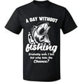 thumbnail image 2 of OXI T-Shirt - A Day Without Fishing Basic Casual T-Shirt for Men's and Women Fleece T-Shirt Short Sleeve - Dark Heather 2X-Large, 2 of 3