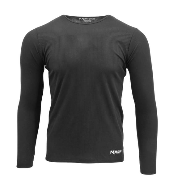 Poly Spandex Thermal Rib Top, Stretch Base Layer, Moisture Wicking, Activewear, Made in USA, Black, Size 2X-Large