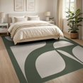 thumbnail image 3 of ODIKA 8'x10' Washable Area Rug Non-Slip Chair-Friendly Mat Green Cream Geometric Leaf Design Elegance Contemporary Art Inspired for Dining Room, Large Office, Lounge, 3 of 7