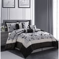 thumbnail image 2 of Nanshing Jolene 7 Piece Flocked Modern Leaves Comforter Set Bronze - Queen, 2 of 5