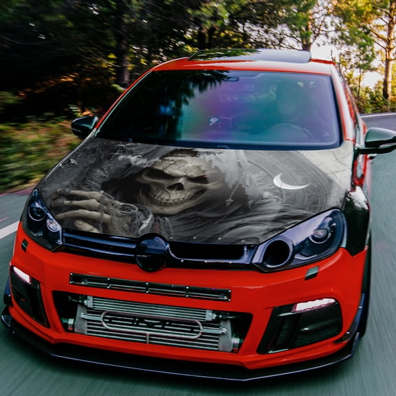 Underworld Messenger Gothic Hood Decoration- Waterproof PVC Car Wrap Stickers, Self-Adhesive Scratch-Resistant Hood Protector with Hooded Figure Design- Fit for Cars, Trucks, SUVs- Easy Application