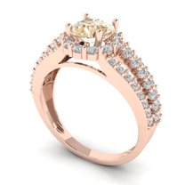 1.76ct round cut brown natural morganite 14k rose gold halo Bridal Wedding Engagement Promise Anniversary Ring for Women size 6.25