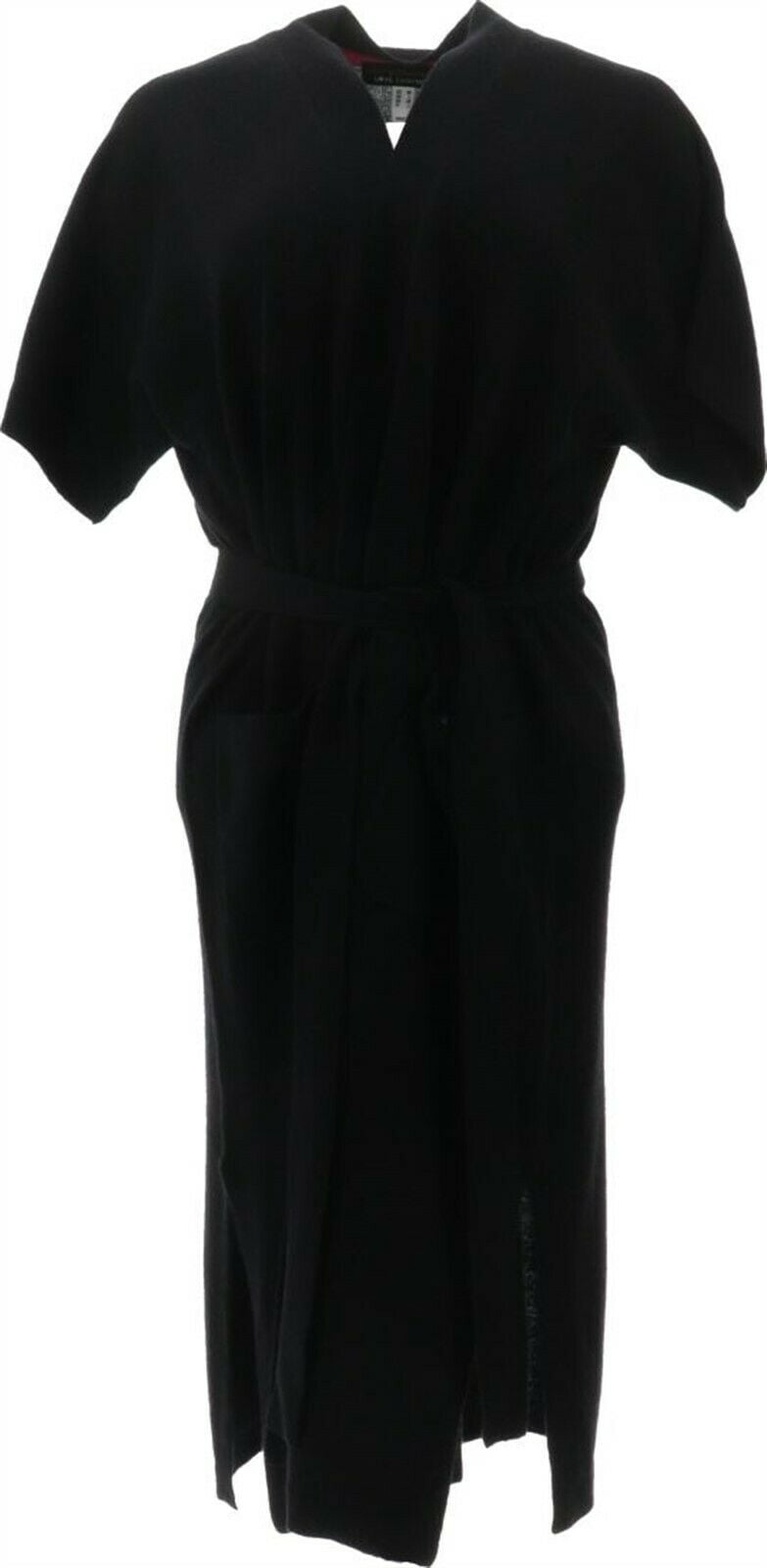 Isaac Mizrahi 2-Ply Cashmere Cardigan Belt Black Xs New A382542