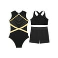 thumbnail image 5 of TSSOE Kids Girls Sparkly Ballet Dance Leotard Gymnastics Unitard Biketard Vest with Tumbling Shorts 2 Pieces Set Black 8, 5 of 7