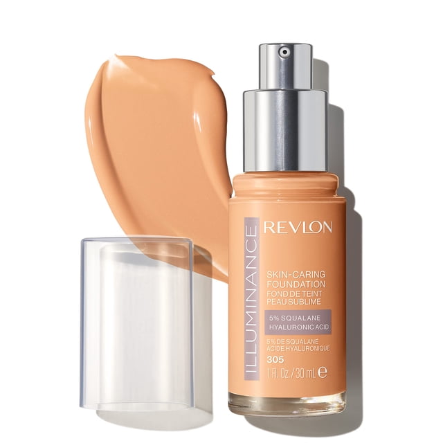 Revlon Illuminance Base líquida para el cuidado de la piel Ácido hialurónico Fórmula hidratante y nutritiva con media 305 Arena media 1 fl oz