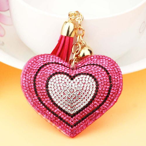Charm Heart Crystal Rhinestone Handbag Pendant Keychain Bag Keyring Key Chain S8
