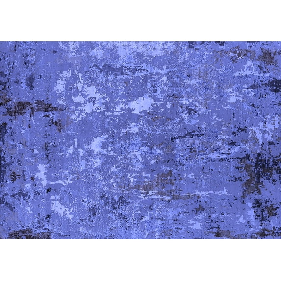 Ahgly Company Machine Washable Indoor Rectangle Oriental Blue Industrial Area Rugs, 5' x 7'
