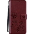thumbnail image 2 of case for Samsung Galaxy S21 FE Rose Flower Wallet Case, PU Leather Flip Phone Case w/Card Holder ID Credit Cards Slot Cash Pockets Detachable Wristband Cover for Samsung Galaxy S21 FE RS Brown, 2 of 8