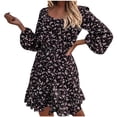 thumbnail image 1 of Vestido de Verano para Mujeres Empalme Frill Flores Fragmentadas, Vestido Ligero de Poliéster/Spandex para Fiesta Y Diario, 1 of 8