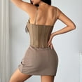 thumbnail image 7 of Going Out Tops For Women Sevevn Women's Bustier Crop Top Spaghetti Strap Corset Top Brown L, 7 of 7