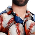 thumbnail image 5 of Baseball Men's Spread Collar Tops, Casual Button Down Shirts for Summer Beach, Printed Short Sleeve Shirts - Unisex, 5 of 6